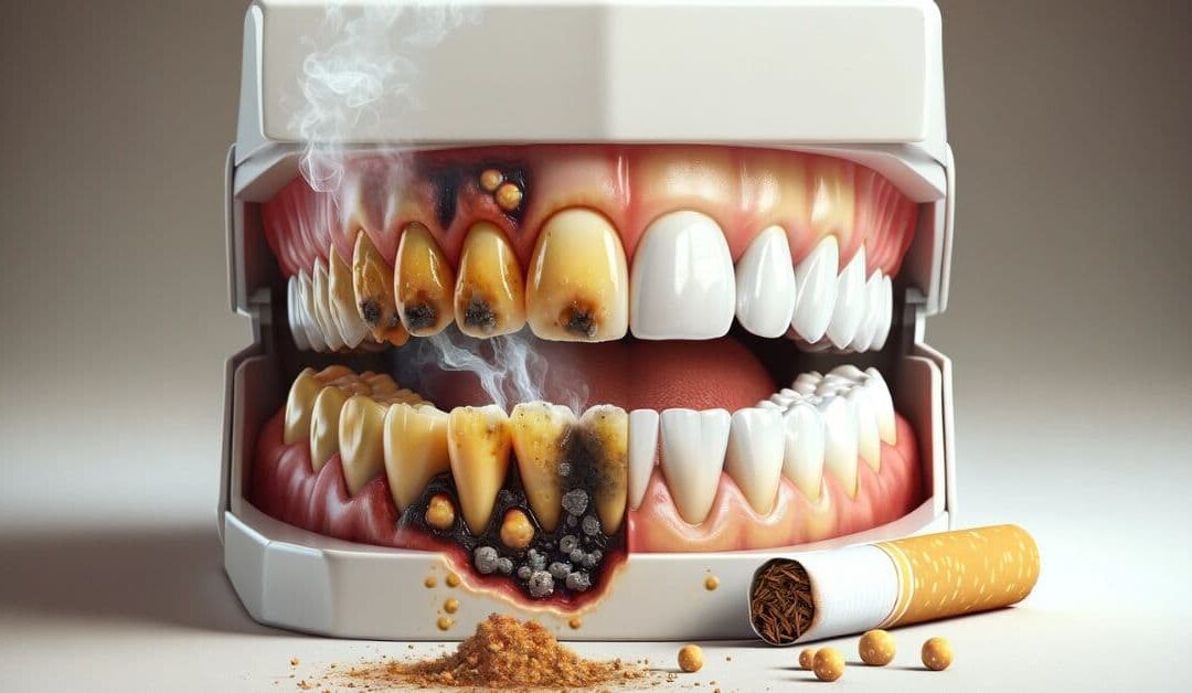 Why does cigarette smoke stain teeth or turn them yellow?